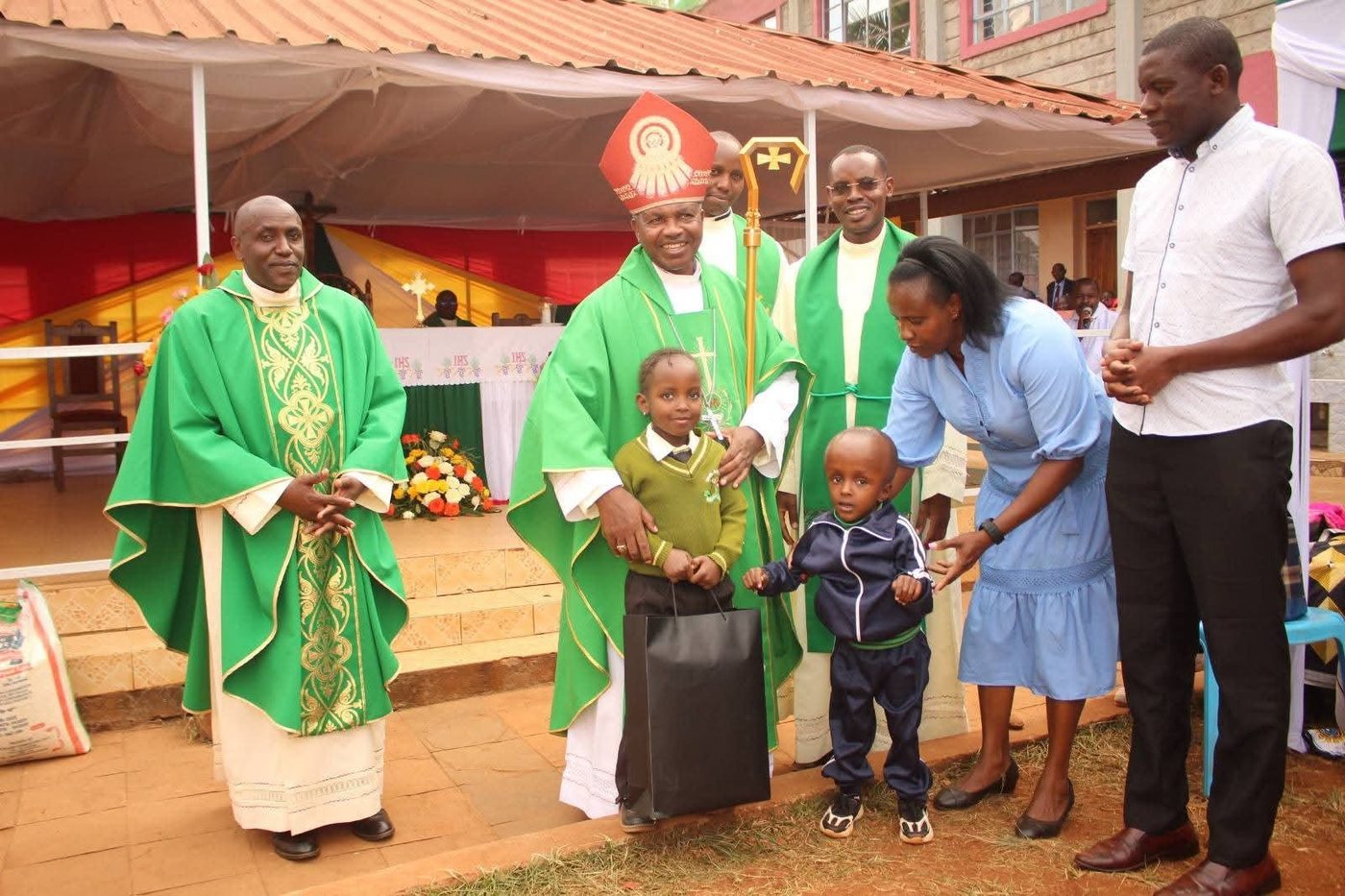 The Bishop visiting the centre with children